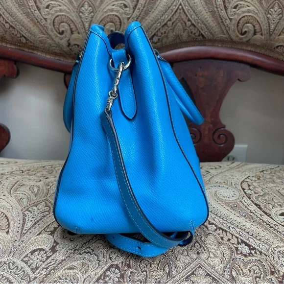 Coach Crossgrain Leather Margot Carryall Shoulder Bag Crossbody Sky Blue F34607 - Picture 8 of 16